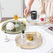 Nordic Decorative Multipurpose Serving Tray With Handle And Gold Detail Table Decoration - 金色 - 查看 5