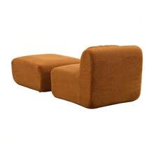 Modular Compression Sofa In Chenille Fabric, Filled With 30D High-Resilience Foam. Easy To Move And Featuring A Non-Slip Base, It Is Ideal For Living Rooms And Other Spaces. Ivory Color. - 亮橙色 - 查看 8