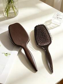 1pc/Set Retro Dark Brown Air Cushion Large Paddle Brush, Air Cushion Massage Detangling Comb For Long And Curly Hair, Universal Home Hair Styling Brush For Scalp Care, Volumizing And Daily Hair Care For Men And Women - Brown - View 9