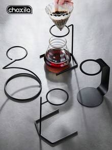 choxila 1pc Vintage Coffee Pour Over Pot Metal Handheld Stand Universal Drip Filter Glass Filter Cup Base - Black - View 3
