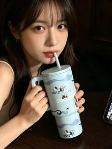 1個 Snoopy 900ML 大容量保溫杯,戶外便攜旅行保冷杯,車用杯,304不鏽鋼咖啡杯,不鏽鋼吸管水瓶 - 彩色 - 查看 14