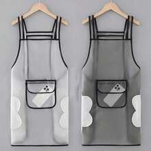 1pc Women's Elegant Semi-Transparent TPU Apron, Kitchen Cooking/Art Studio Creation/Hairdressing Work, Oil-Proof Waterproof With Large Wipeable Pockets, Multiple Colors Available - General Purpose - View 2