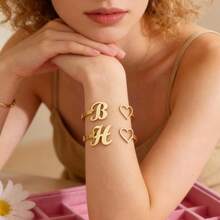 客製化字母手鍊 女款 18K鍍金不鏽鋼 定製姓名手鍊 手工珠寶 女禮物 - 彩色 - 查看 5