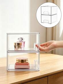 1/2/6PCS Clear Acrylic Stackable Storage Drawer Pull-Out Dustproof Visible Large Capacity Bathroom Vanity Cabinet Desktop Back To School Minimal Skincare Cosmetic Counter Organizer Container - Multicolor - View 7