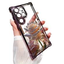 Beautiful Rose Flower Case Suitable For Apple 16 Pro, Transparent 17 Air Phone Protective Cover, 15 Pro Max - Airbag Electroplated Shell - Purple - ZJ3700 - View 6