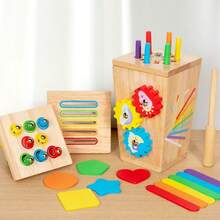 5-In-1 Multifunctional Wooden Sorting Bucket With Gear, Bug Catching And Pull Rod Games, Develops Color Recognition And Fine Motor Skills For Toddlers, STEM Educational Toy, Perfect Gift For Children's Birthday And Christmas - Multicolor - View 4