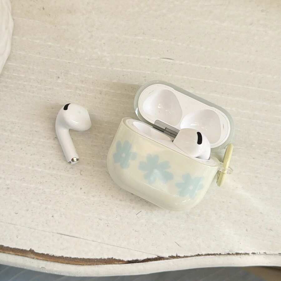 Funda de auriculares de moda creativa con flor de niebla de leche de sal marina y anillo colgante compatible con 4ª generación, funda de auriculares linda para Apple 2ª generación 3ª generación, nueva funda protectora colgante Airpodspro 3, funda de auriculares estilo coreano Pro 2 para niñas, funda protectora de auriculares, funda de auriculares primavera verano, regalo de cumpleaños, regalo de vacaciones