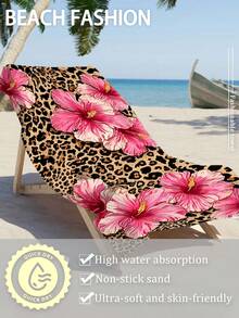 1pc[Soft Quick-Dry]250g Microfiber Large Beach Towel | Size: 70*140cm/90*180cm | Print Pattern: Leopard Pink Floral | Highly Absorbent, Portable And Easy To Use, Can Be Used As Pool Towel, Swimming Towel, Beach Towel | Suitable For Beach, Yoga, Camping, Fitness And Travel - Multicolor - View 8