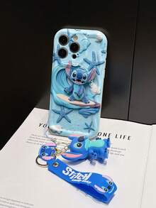 Disney Lilo And Stitch Phone Case : 3D Fluffy Pattern Border Protector Phone Soft Phone Case With A Free Cute Stitch Bracelet Chain Lanyard, Stitch, Lilo, Angel, For Apple 17 Promax 17 Pro 16 15 14 13 12 11 Pro Max XS Max X XR Soft Cover Summer Phone Case - 白色 - 查看 5