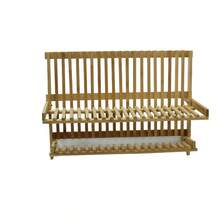 45x33cm Wood Bamboo Dish Rack, Foldable Kitchen Countertop Drying Shelf For Plates Cups Mugs - Redwood - View 3