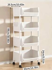 1pc Multi-Layer Movable Gap Storage Cart Multi-Specification, Kitchen Living Room Snack Storage Rack, Floor Pulley Book Sundry Sorting Storage Rack. - Multicolor - View 12