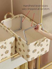 Foldable Fabric Cute Bear Steel Frame Storage Box, Drawer Style Organizer, Suitable For Wardrobe, Home Clothing Storage, Essential For Travel - Multicolor - View 1