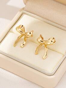 1 Pair Versatile Vintage Bow Stud Earrings - Golden - View 5