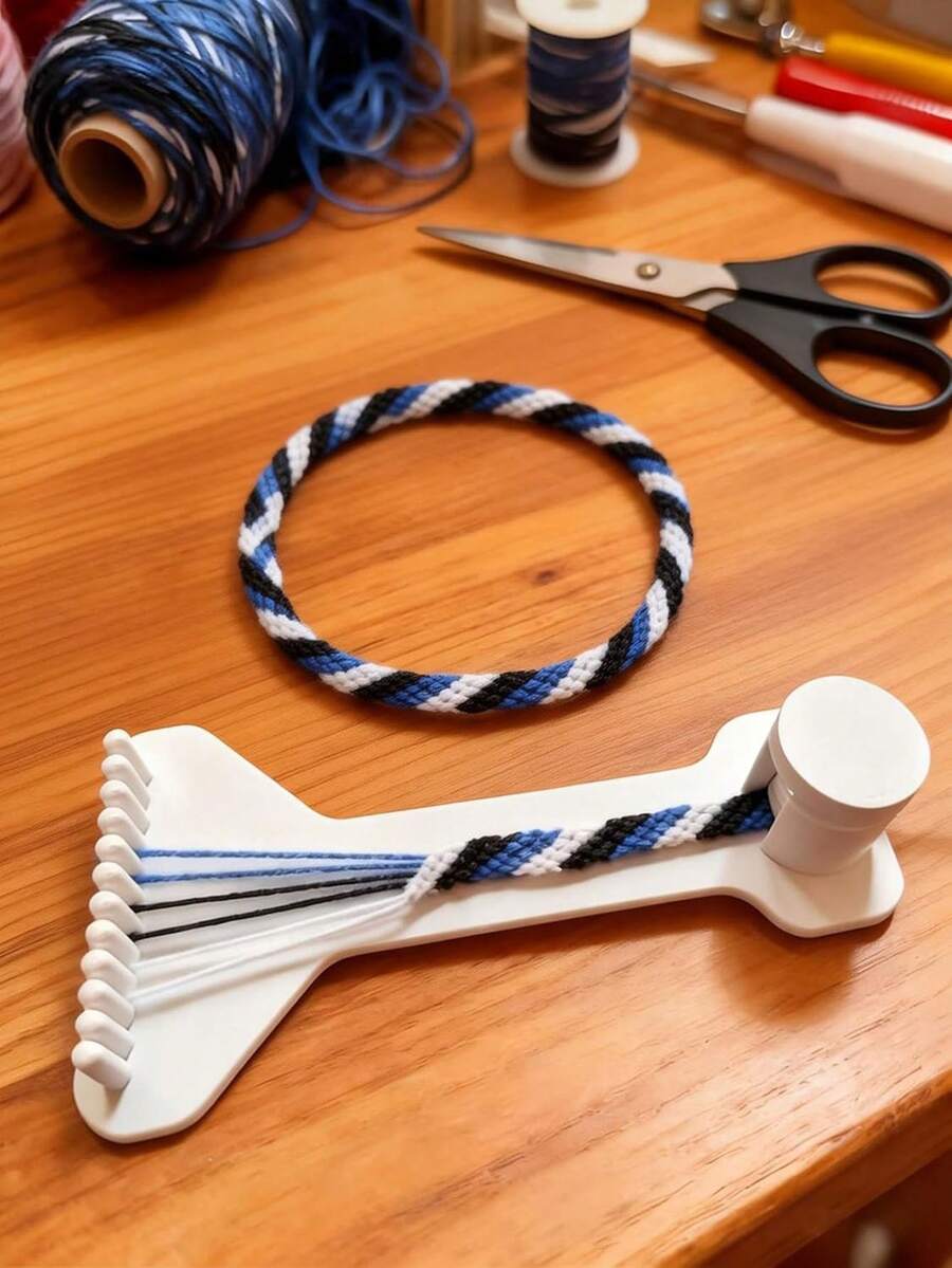 1 buah Bingkai Kepang Tali DIY, Alat Anyaman Buatan Tangan Tahan Lama, Pembuat Gelang Paracord yang Dapat Diatur dan Alat Anyaman Gelang Persahabatan, Set Alat Pembuatan Gelang Dewasa dengan Kontrol Ketegangan Spiral, Cocok untuk Kerajinan dan Pembuatan Perhiasan - beraneka warna - View 1