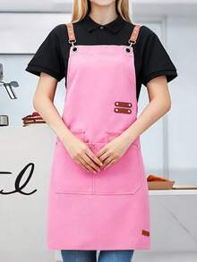 Canvas Backpack Apron, Cross-Back Strap Wear-Resistant Stain-Resistant Workwear, Barista Milk Tea Shop Nail Artist Multi-Pocket Apron, Kitchen Cooking Waist Apron, Thickened Waterproof Catering Service Uniform, Suitable For Coffee Shop, Bakery, Nail Salon, Western Restaurant, Fruit And Vegetable Fresh Store Employee Wear - Multicolor - View 10