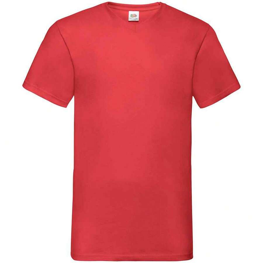 Fruit Of The Loom Mens Value V Neck T-Shirt - Red - View 1