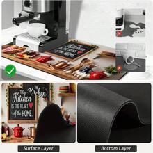 1pc Dish Drying Mat, Coffee Machine Mat, Polyester Fiber Absorbent Mat, Vintage Warm Kitchen Pattern With Blackboard Heartwarming Slogan And Kitchen Utensils & Vegetables Elements, Durable And Highly Absorbent, Suitable For Dining Table, Cafe And Other Scenes, Multi-Purpose Drainage Mat, Home Gift, Tabletop Decor - XYLSD-542 - View 8