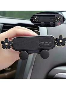 Car Phone Holder Oil Drop Flower Design Air Vent Mount Universal Horizontal/Vertical Navigation Bracket Stable Anti-Drop Auto-Locking - One Size Fits All - View 1