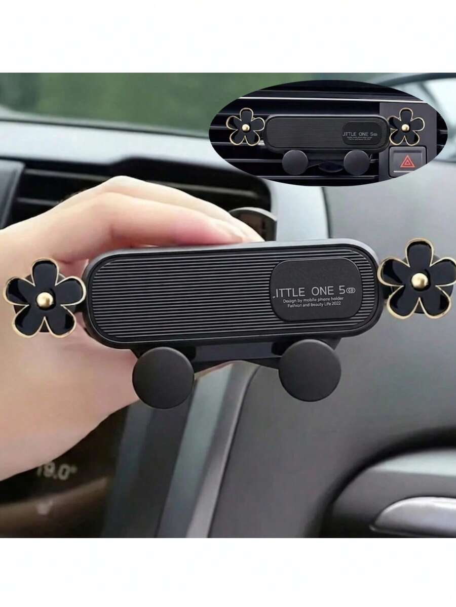 Car Phone Holder Oil Drop Flower Design Air Vent Mount Universal Horizontal/Vertical Navigation Bracket Stable Anti-Drop Auto-Locking - One Size Fits All - View 1