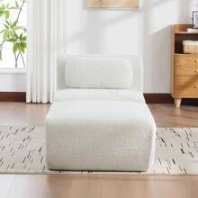 Modular Compression Sofa In Chenille Fabric, Filled With 30D High-Resilience Foam. Easy To Move And Featuring A Non-Slip Base, It Is Ideal For Living Rooms And Other Spaces. Ivory Color. - 象牙白 - 查看 4