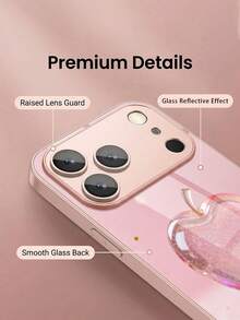 1pc New Luxury Gradient Ice Crystal Pink Apple Glitter Pattern High Definition Tempered Glass Phone Case Protective Cover Compatible With Apple/ Phones IPhone17Pro Max/17 Air/16 Pro Max/15/14 Plus/13/12/11/XR/8P/6S/Galaxy S26/S26 Plus/S26 Ultre/S25/S24/S23/S22/S20/S10/A90/A73/A56/A52/A36/A35/A20/A16/A06/A05/A03S - Multicolor - View 5