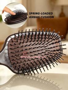 1pc/Set Retro Dark Brown Air Cushion Large Paddle Brush, Air Cushion Massage Detangling Comb For Long And Curly Hair, Universal Home Hair Styling Brush For Scalp Care, Volumizing And Daily Hair Care For Men And Women - Brown - View 4