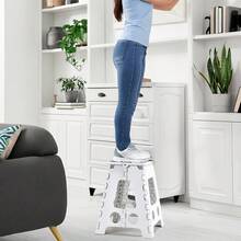 yoonispro 1pc Heavy Duty Folding Step Stool 7.5-18 Inch For Adults, Foldable & Storable Plastic Stool With Non-Slip Surface, Suitable For Kitchen, Bathroom, Bedroom (White, 7.5/9/11/13/16/18 Inch) - White - View 5