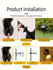 1pc Super Bright Outdoor Solar Landscape Spotlight, Equipped With 55 LED Beads For Night Lighting, Solar Garden Light For Yard Decoration, With Motion Sensor, 3 Lighting Modes, Durable Lithium Battery, Detachable Wall Light/Lawn Light, Perfect For Lawn, Villa, Halloween Decoration, Adjustable Angle, Suitable For Yard, Ground, Garden, Pool, Lawn - Multifunctional Solar Lamp - View 11