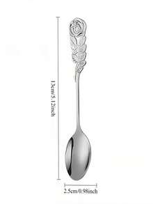 1pc/5pcs/8pcs Stainless Steel Mirror Coffee Spoon Elegant Rose Design Teaspoon Dishwasher Suitable For Home / Cafe / Restaurant Wedding Favor Choice 12.8cm/5.0in - Gold and Silver - View 11