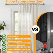 Barra de cortina de metal con punta redonda pequeña, estilo romántico plateado, diseño hermoso, fácil instalación, adecuada para múltiples tipos de ventanas. - Dorado - Ver 3