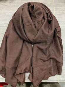 1pc Solid Color Elegant Soft Scarf, Women's Modal Cotton Comfortable Versatile Headscarf, Suitable For Daily Wear - Dark Khaki - View 3