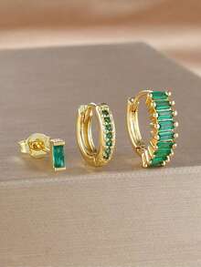 3件/組圓形耳環，女士迷你不鏽鋼耳骨穿刺耳環飾品 - 3pcs Earrings set - 查看 12