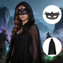 180m Halloween Hooded Mesh Witch/Grim Reaper Cape Cloak Cosplay Costume Party Ball Shawl - View 2