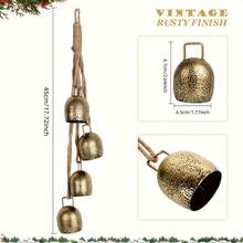 Christmas Bells 4pcs Classic Christmas Style Bell Set, Metal Rustic Hanging Bells With Rope, Home, Garden, Yard Holiday Decoration, Peaceful Indoor/Outdoor Holiday Hanging Decor - 4pcs - View 4