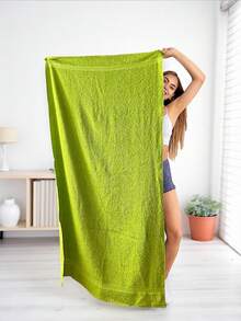 TOALLA DE BAÑO 100% ALGODÓN MEXICANO (Gruesa) ABSORBENTE  70m X 135cm, la cenefa puede variar - Verde - Ver 6