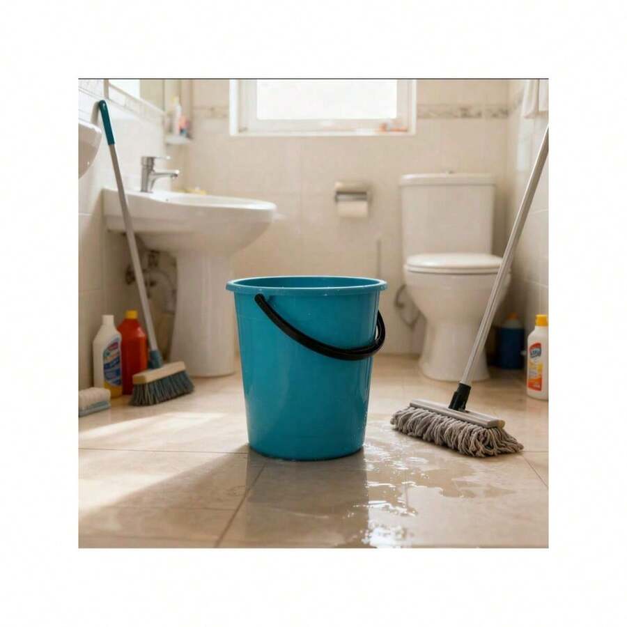 Cubo de plástico azul de 28cm, cubo de limpieza portátil con asa para el hogar, coche, jardín y actividades al aire libre - B - Ver 1