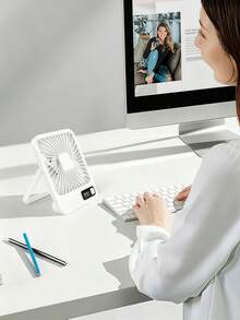 5-Speed 180° Foldable Desk Fan, Desktop & Hanging Dual Use, Quiet USB Rechargeable, Multi-Angle Airflow For Home, Office & Outdoor - 彩色 - 查看 10