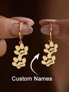 Orecchini personalizzati con nome da donna - Gioielli con lettera personalizzata in stile punk, materiale in acciaio inossidabile, superficie placcata oro, design in stile hip-hop Y2K, adatti per uso casual o feste, ideali come regalo di compleanno, nuovi orecchini, regalo di Ognissanti, regalo di Natale. - Multicolore - Visualizzare 2