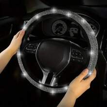 1 pieza Funda de volante de coche con decoración de strass, accesorios de coche para mujeres, funda de volante para mujeres, accesorios de coche - A - Ver 13