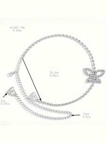 2 piezas Cadena corporal de mariposa elegante y minimalista, accesorio de moda sexy invisible para hombros abiertos, cadena de hombro ajustable con strass - A - Ver 7
