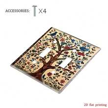 Switch Panel, Decorative Wall Plate, Light Switch Cover, 1Gang 2Gang Panel, Blue Bird & Floral Print, 2D Flat Printing, Pastoral Style Wall Decor, Indoor/Outdoor Universal Switch Cover, Decor Single/Double Toggle Panel, Bedroom Kitchen Bathroom Soft Decor, Installation Screws Included - A - View 15