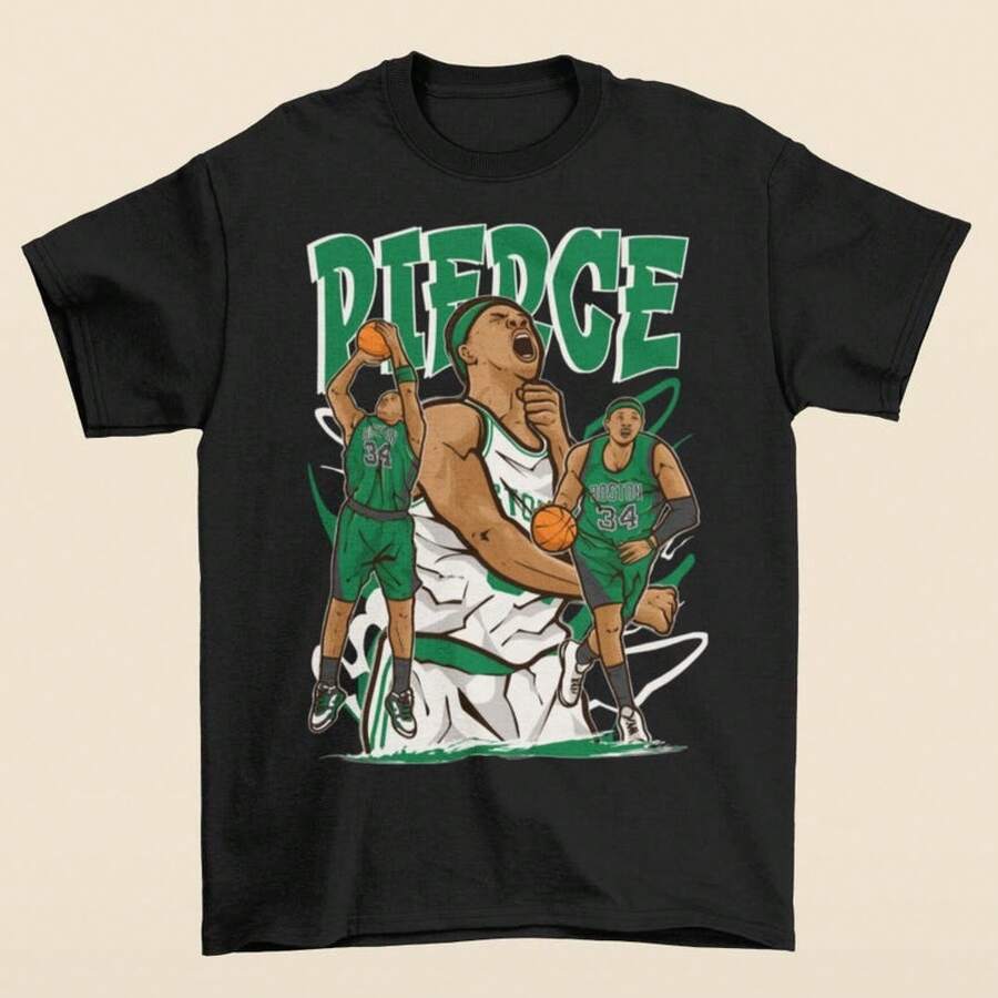 Paul Pierce Cartoon T-Shirt - Black - View 1