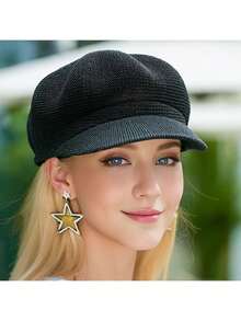 1pc Breathable Beret - Lightweight Cotton UV Protection Sun Hat - Adjustable Inner Band, Washable And Durable - Parisian French Artist Style Women's Beret - Summer Music Festival, Bohemian Travel, Beach Vacation Fashion Canvas Sun Hat - Black - View 7