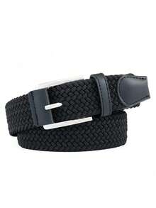 1pc Men's Stretch Woven Belt With No Holes, Multiple Colors Available, Suitable For Summer Daily, Campus Casual, Business And Outdoor Sports; Also A Gift For Boyfriend Or Father; Combines Fashion, Sports And Street Style, Suitable For Men Of All Ages; Used For Vacation, Travel And Vintage/Bohemian Style Outfits - Blue - View 5
