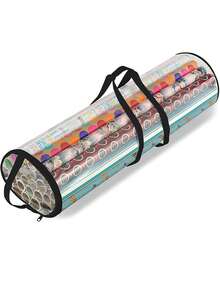 1pc Clear Gift Wrap Storage Bag,PVC Wrapping Paper Storage Bag With Handles,Easy Carry Tube Container,Clear Christmas New Year Gift Wrap Organizer Snacks Toys And Party Packaging. - Black Transparent - View 11