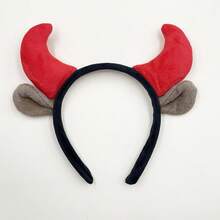 1pc Plush Red Devil Horn & Cow Ear Headband, Halloween Cosplay Costume Hair Accessory, Party Holiday Photo Prop - View 9