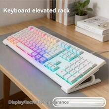 Soporte para Teclado - Estante de Almacenamiento de Escritorio, Diseñado para Estudiantes y Oficina en Casa (Diseño Inclinado) - Aumento de la altura del teclado - Ver 1