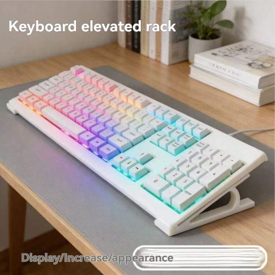 Soporte para Teclado - Estante de Almacenamiento de Escritorio, Diseñado para Estudiantes y Oficina en Casa (Diseño Inclinado) - Aumento de la altura del teclado - Ver 1