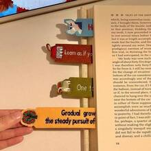 Handgefertigtes Filz-Stickerei-Lesezeichen mit inspirierendem Zitat, süße Ziege, Taube, Obstbaum, Haus-Stickerei-Seitenmarkierung, Vintage dekoratives Lesezeichen, Schreibwarengeschenk für Buchliebhaber, Leser und Buchclubs - Mehrfarbig - Übersicht 1