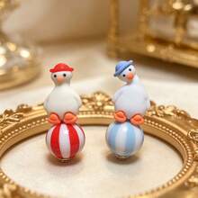 1 Pasang Anting Bola Kepala Bebek 3D Lucu, Cocok untuk Pesta Anak Perempuan, Acara Kumpul, Pemakaian Sehari-hari, Anting Tusuk - MultiWarna - View 5